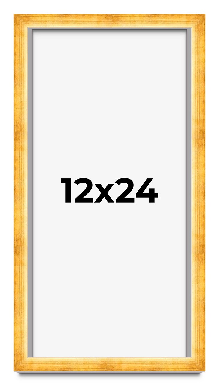 Panoramic Minimalist Shadow Box Gold Picture Frame - UV Acrylic, Backing, Hanging Hardware